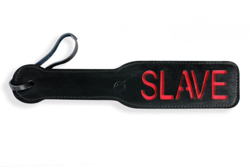 Шльопалка Пікантні Штучки з рельєфним написом SLAVE (червоний)